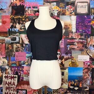 Black athletic tank top with built in bra